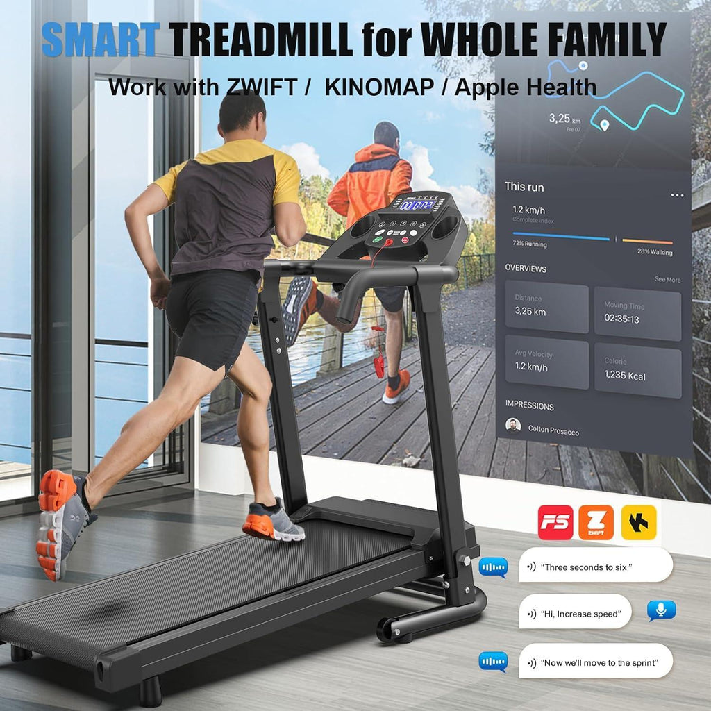 Home Use Foldable Portable 2.5HP Heavy-duty APP Controlled Fitness Walking Machine