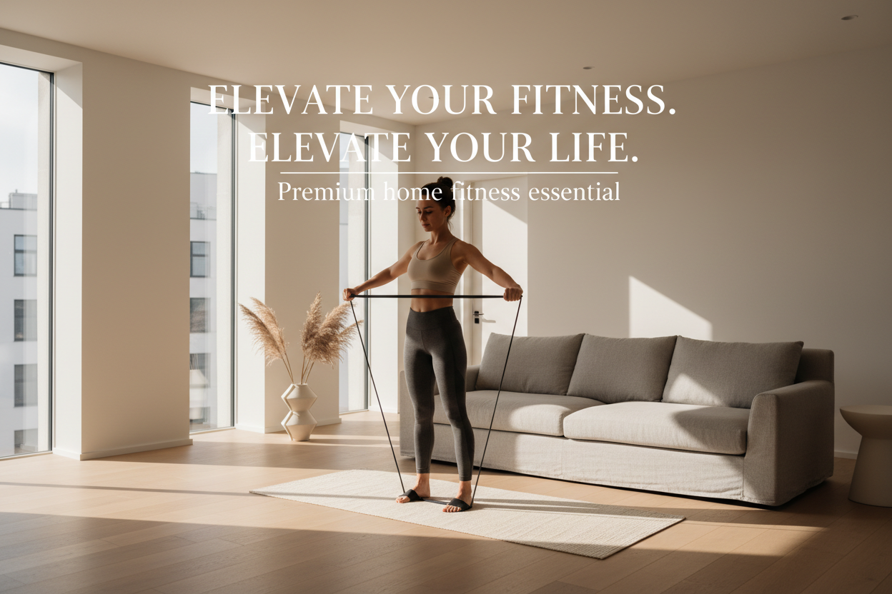 .What the media is:
A video, not an image.
What I want the video to show:
One person (18–30)


Inside a modern home or apartment


Using ONE fitness product


Natural light


Calm, slow movements


Video style:
Short loop (5–10 seconds)


Smooth motion


No fast cuts


No text inside the video


What NOT to show:
Gyms


Loud music


Multiple people


Aggressive workouts



TEXT ON TOP OF THE VIDEO
Keep the same text:
Headline:
Elevate Your Fitness. Elevate Your Life.
Subheading:
Premium home fitness essenti